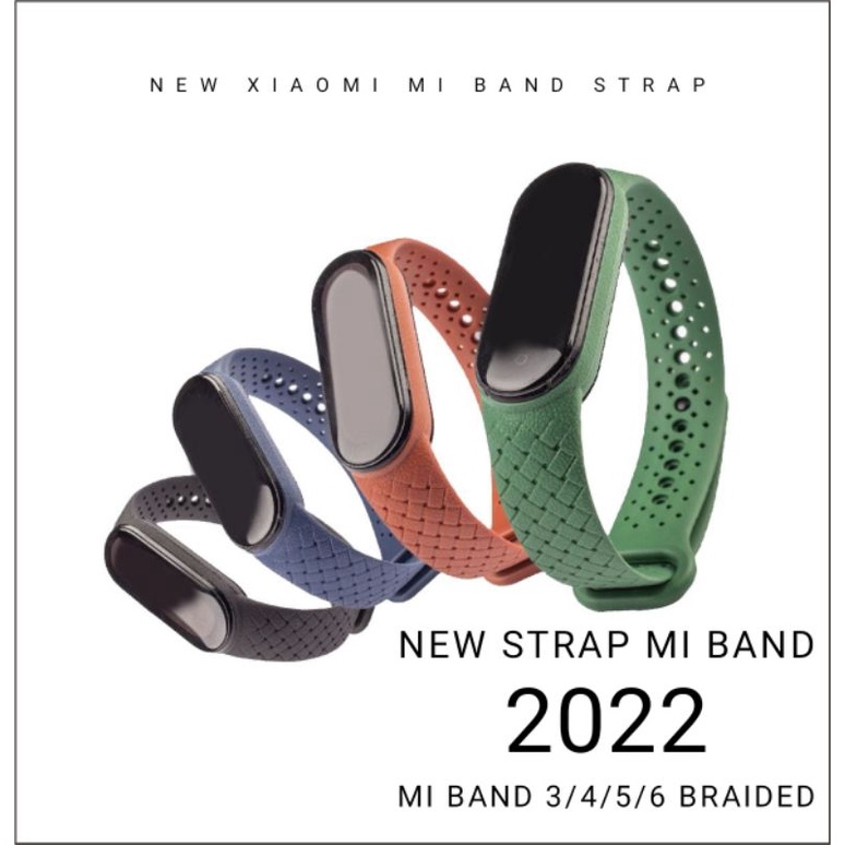 Strap MiBand 3/4/5/6 BRAIDED Tali Pengganti Xiaomi Mi Band 3/4/5/6 Braided Motif Polos