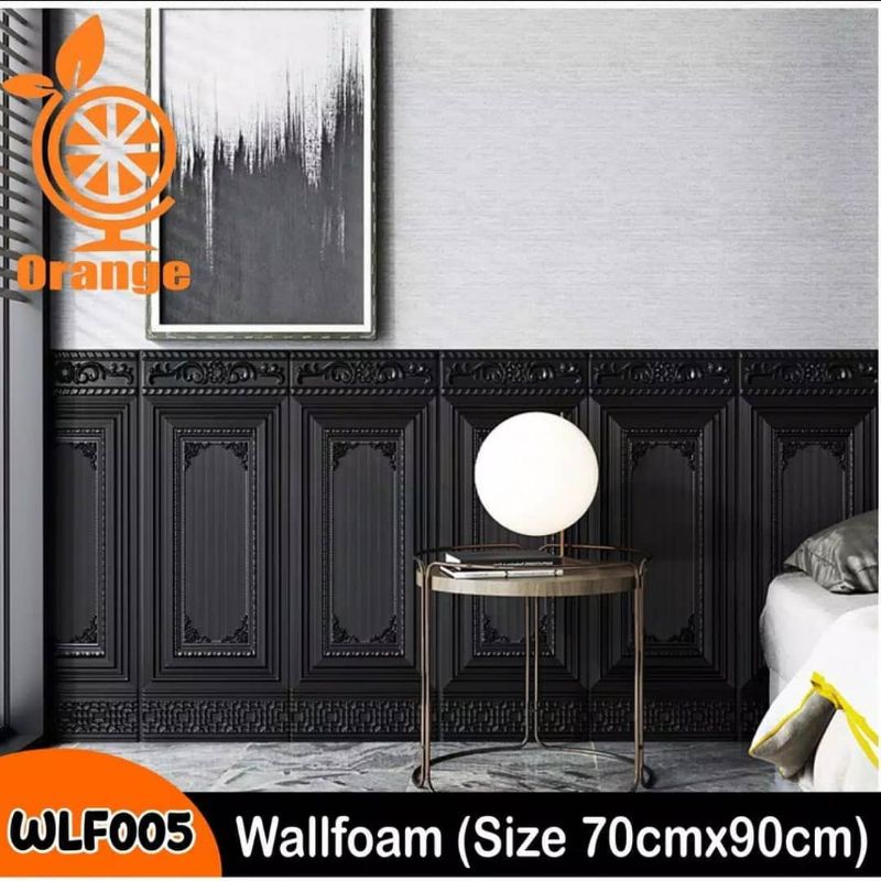 wallpaper foam premium permukaan timbul motif jendela jati hitam