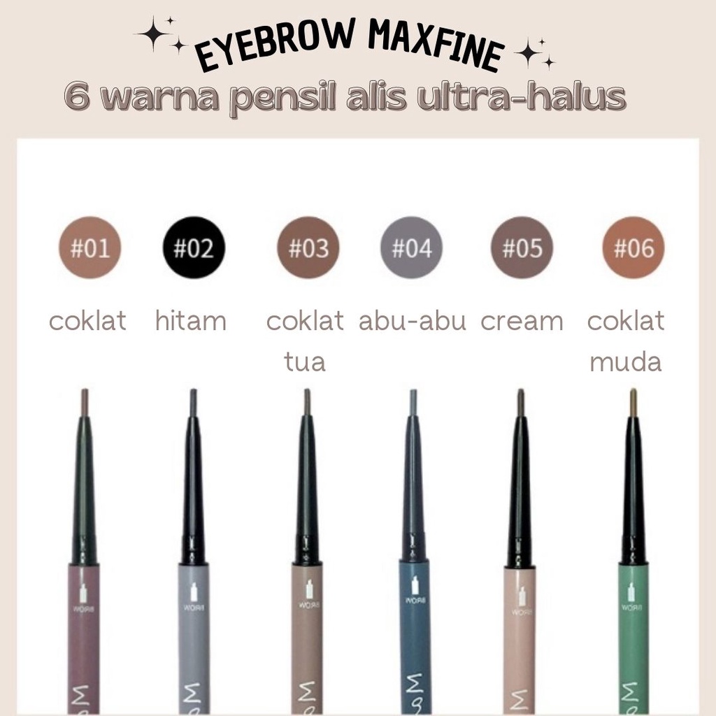 Pensil Alis Ultra-Halus Eyebrow Pensil Alis Waterproof Double Head Plus Spoolie Brush by Maxfine