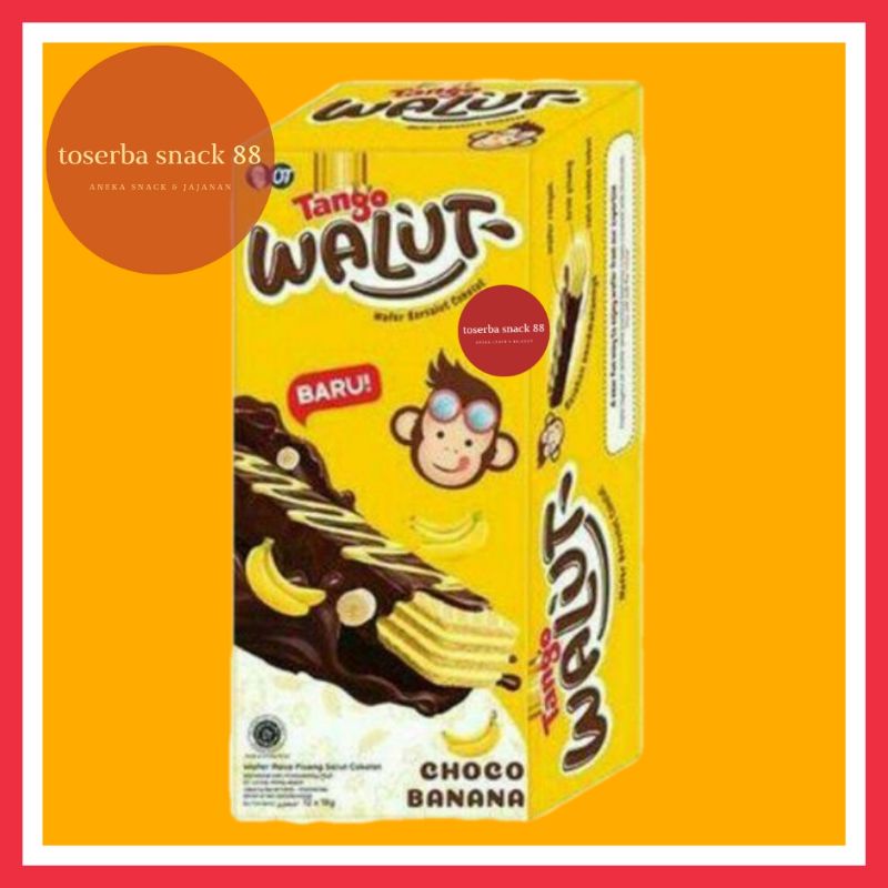 

TANGO WALUT/Wafer Chocolate Bersalut Pisang/Choco (18 gram × 12 pcs)