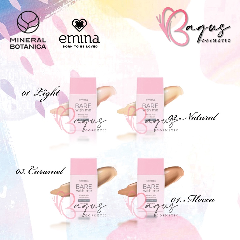 ⭐ BAGUS ⭐ EMINA BARE WITH ME MINERAL MILD FOUNDATION 30ML |
