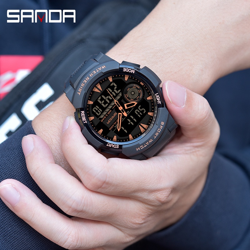 SANDA 6002 Jam Tangan Pria Digital Analog Tali Rubber Shockproof Anti Air WATCHKITE WKOS