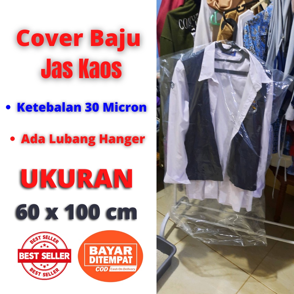Plastik Cover Sarung Laundry Gantungan Pelindung Penutup Baju Pengantin Adat Jaket Baju Jas Kaos Pak