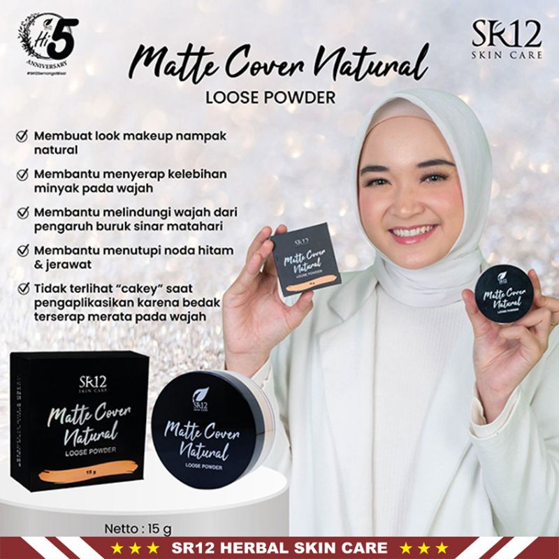 Matte Cover Natural SR12 Loose Powder | Bedak SR12 | Bedak Tabur SR12 Skincare | Kosmetik SR12