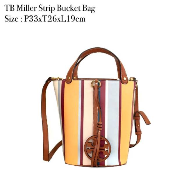 Tory Burch Miller Strip Bucket Bag