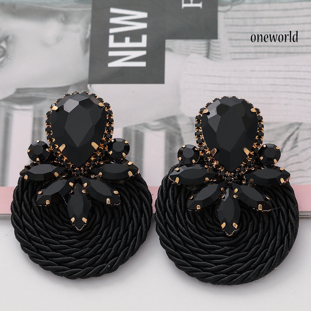 OW# Personality Earrings Exaggerated Handmade Braided Round Plaited Jewelry Ear Studs for Women