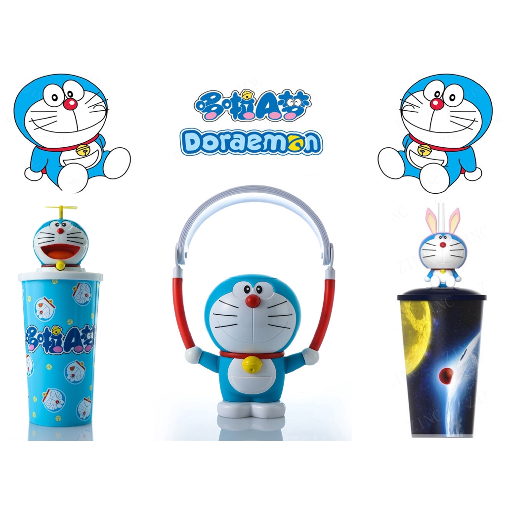 Cangkir Minuman Dengan Bahan Bambu Dan Gambar Kartun Doraemon