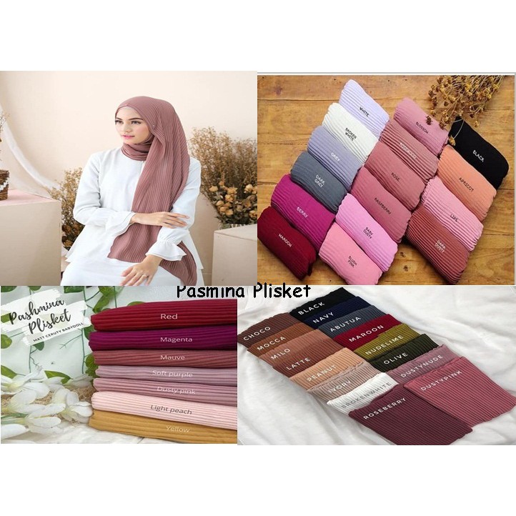 Pasmina Plisket Pashmina plisket prizket prisket hijab polos jilbab diamond ceruty hijab jilbab