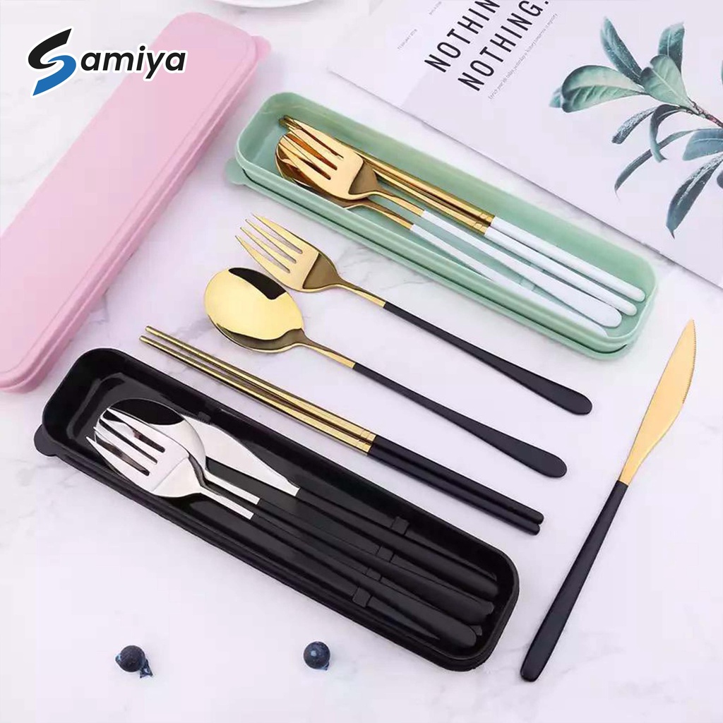 spoon fork chopstick korea 304 gold series color handle / sendok garpu sumpit korea set 304 premium