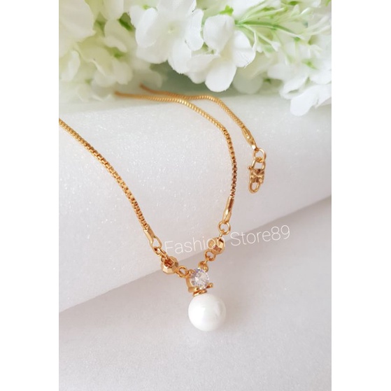 Ready Kalung Koye Bola permata balok mutiara import xuping yaxiya lapis emas bestseller antikarat