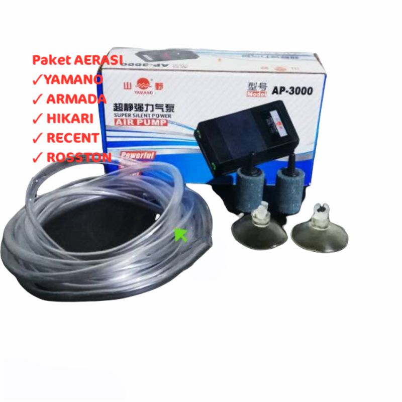 Paket aerator 2 lubang Blower Airpump Yamano AP 3000/SAKKAI PRO/KYOTOP350/Hikari/ROSSTON/ARMADA