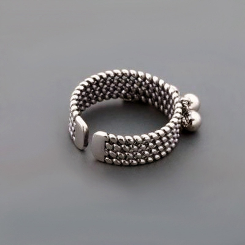 Foxanry Cincin Silver 925 Gaya Punk Vintage Motif Geometri Aksen Rumbai Untuk Perhiasan Wanita / Pesta