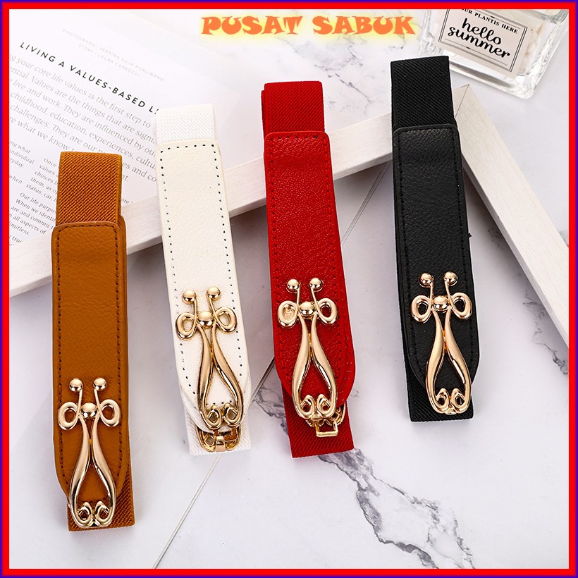 Belt Ikat Pinggang Obi Wanita Gesper Cewek Fashion Korea Sabuk Karet Oby Grosir Kepang plat Kekinian