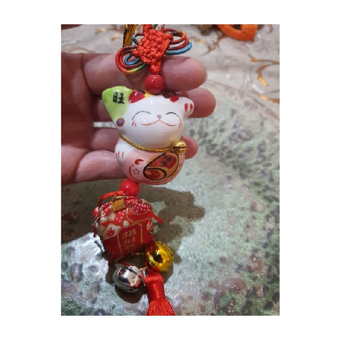 PAJANGAN KUCING ANGIN Dijual 099021209 KERAMIK  LONCENG Murah FUNGLING HOKI