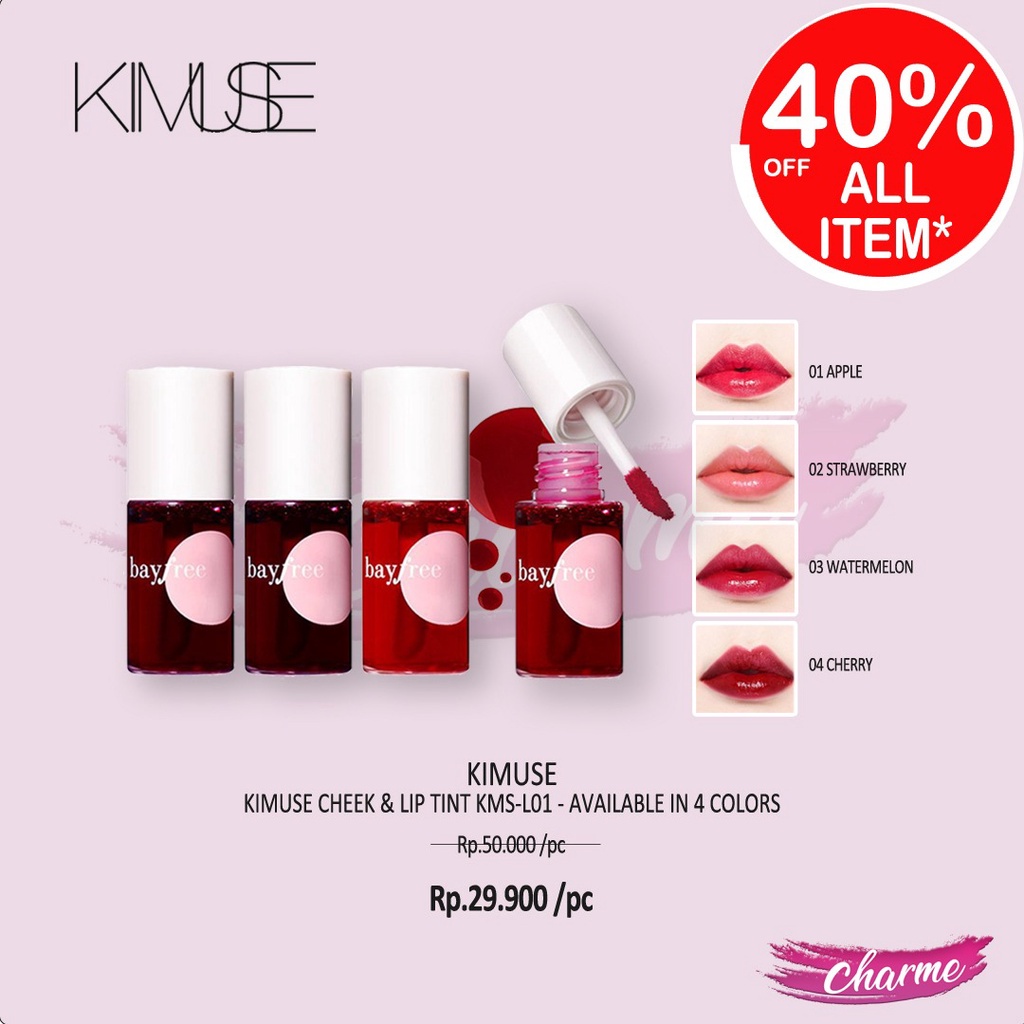 (READY&amp;ORI) Kimuse Bayfree Cheek&amp;Lip Tint Bay Free Liptint BFL01