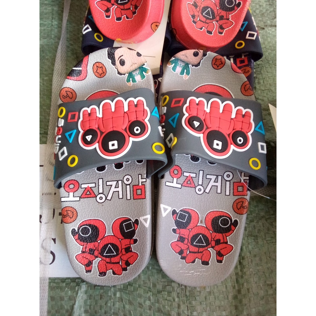 Sandal Selop Jelly Squid Game Anak laki-laki 009-14 (24-35) / Trendy kids /sandal slop anak-anak/sandal import