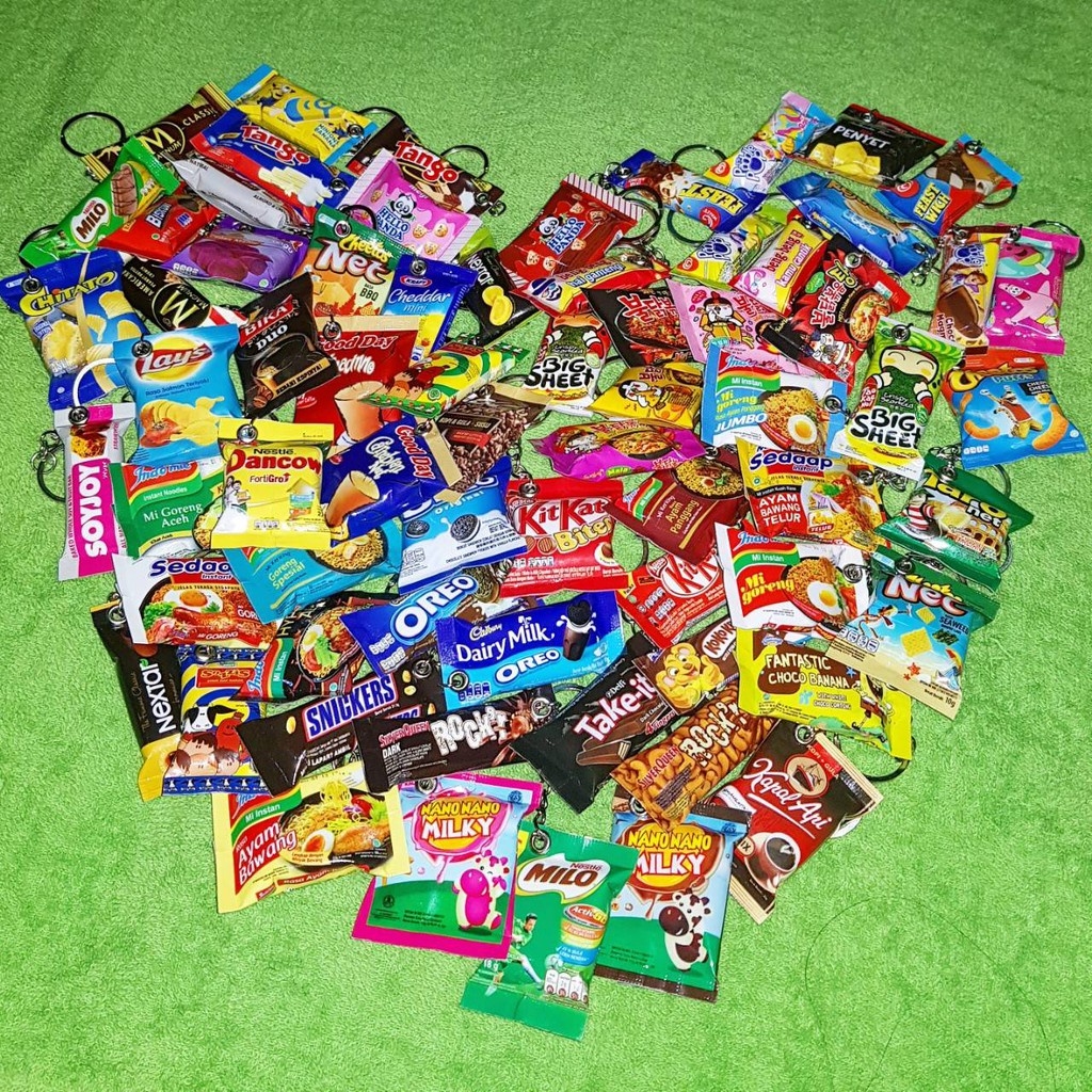 Gantungan Kunci Mini Snack | Souvenir Nikah | Keychain Miniatur Unik Murah Gantungan Kunci Miniatur 