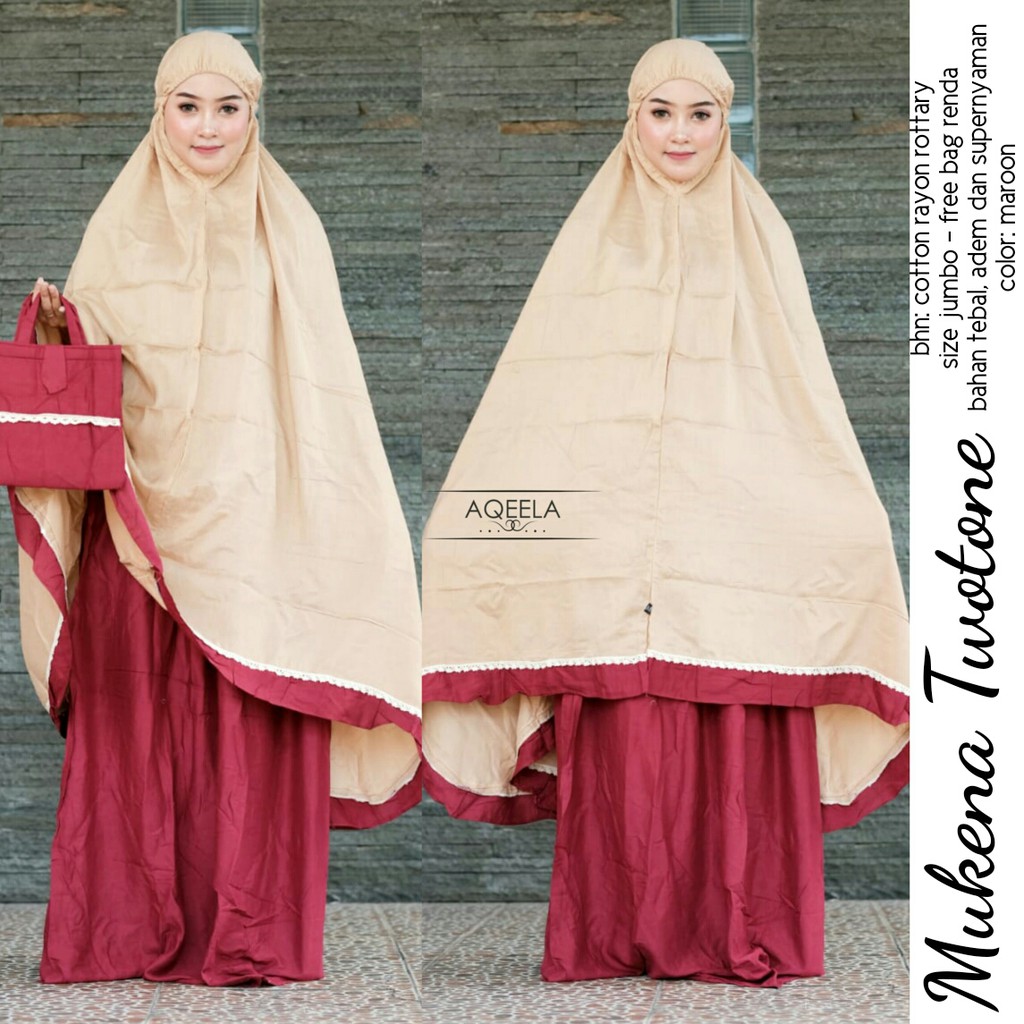 Mukena Twotone ORI AQEELA / Mukena Jumbo Murah