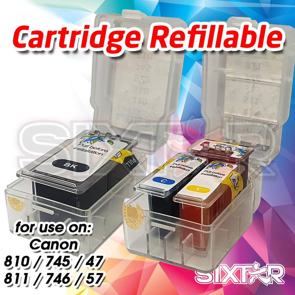 Paket Canon PG 745 dan CL 746 / 47 57 / 810 811 Printer IP2770 / IP2880 / MG2570S / MP287 / TS307 / TR4670S Refillable Sparepart Cartridge Kosongan