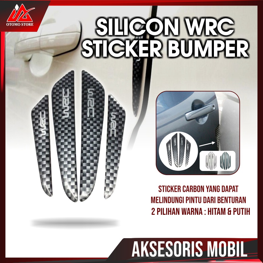 SILICON WRC Stiker Mini Bumper Silikon Carbon Pelindung Pintu Mobil Universal 4Pcs Original Murah