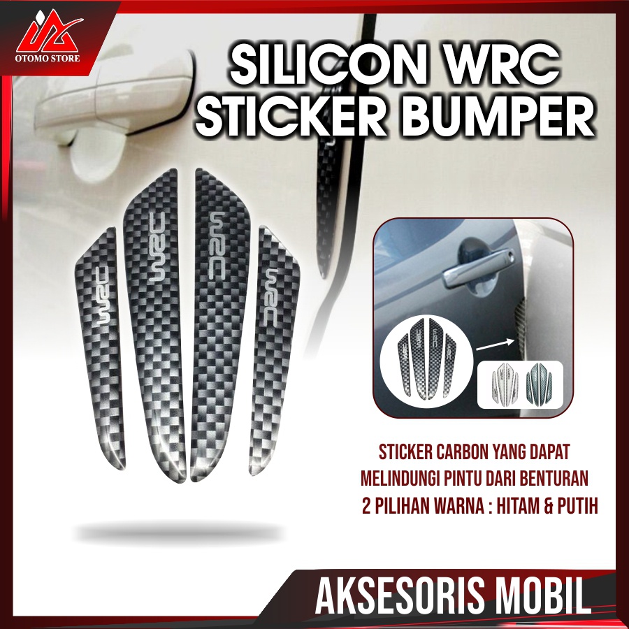SILICON WRC Carbon Fiber Car Door Bumper Strip Pelindung Pintu Mobil Silikon Universal 4Pcs Murah