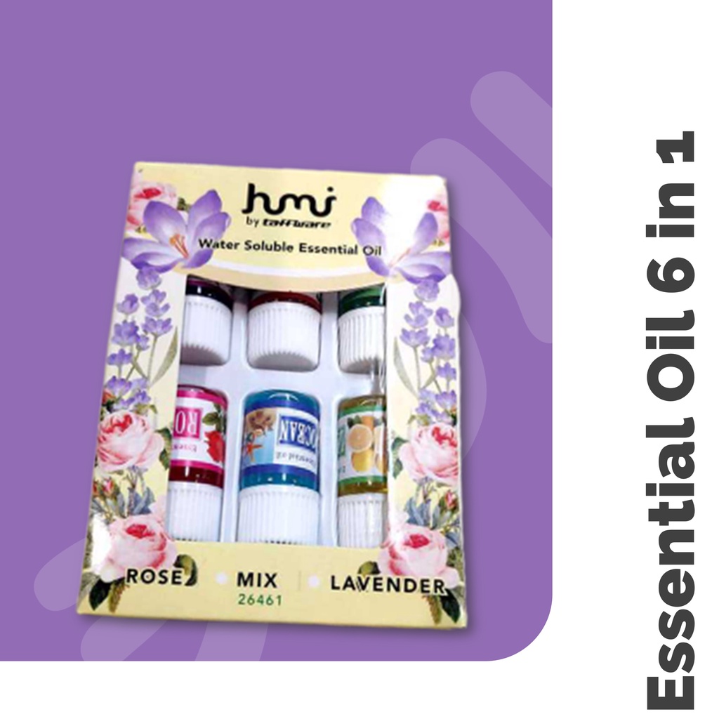 paket 6 Essential Oil Minyak Aromatherapy 3ml 6 in 1 Rose Lavender Mix