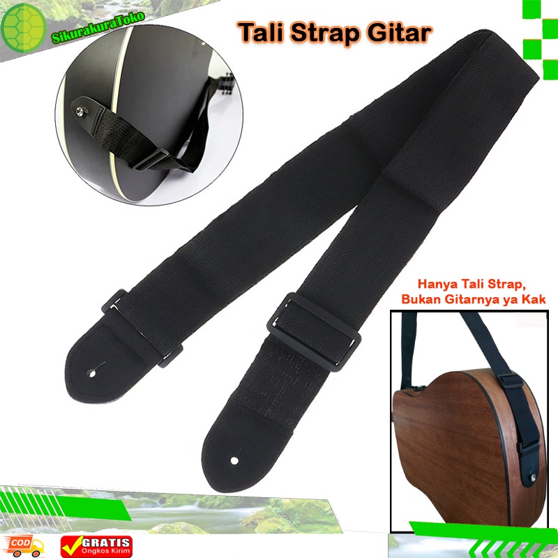 (NCS) Tali Strap Gitar Hitam Polos Sabuk Bass