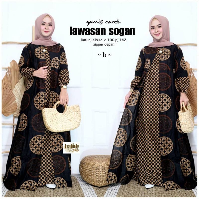 GROSIR GAMIS CARDI /GAMIS LAWASAN SOGAN/GAMIS BATIK KATUN /BATIK PEKALONGAN /BATIK HALUS JUMBO SM002