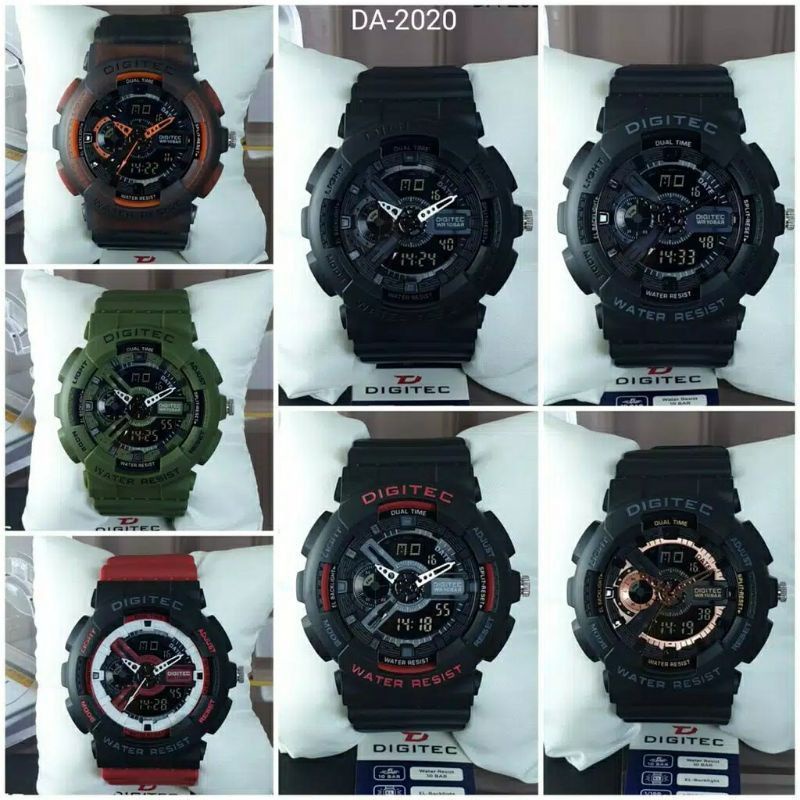 Jam tangan pria digitec DA-2020T dualtime original garansi resmi 1 tahun