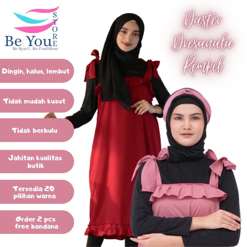 Baju Tidur Wanita / Daster Polos Panjang Lengan Pendek Murah Dresanala Rempel