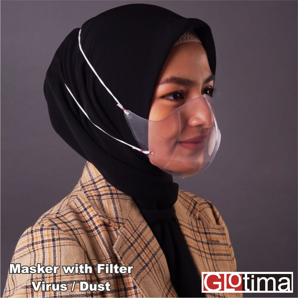 Masker mask headloop transparan single valve respirator n95 hijab