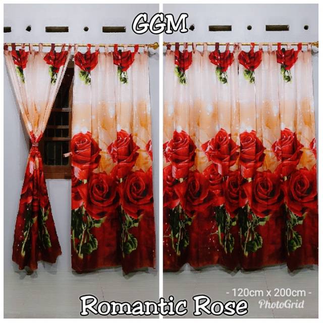 Gorden/korden/horden pintu atau jendela murah Romantic Rose uk120x200cm