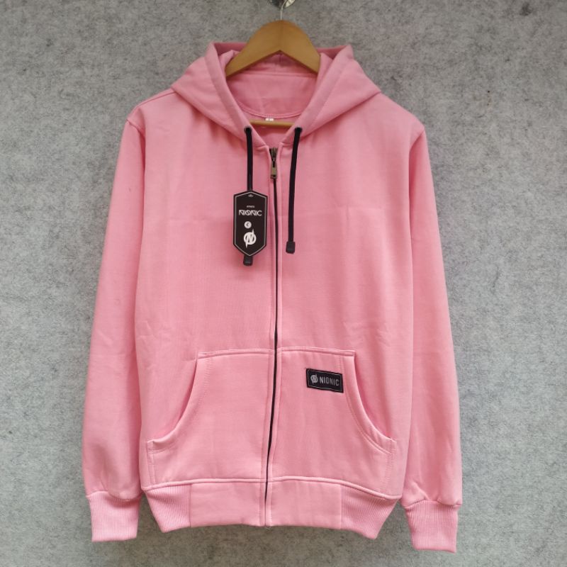 Jaket Polos Pink Pria Wanita Original Nionic Kualitas Premium Free Gantungan Kunci