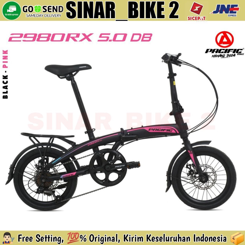 Sepeda Lipat 16 Inch PACIFIC 2980 RX 5.0 DB Shimano 7 Speed Double Cakram Garansi Resmi 5 Tahun