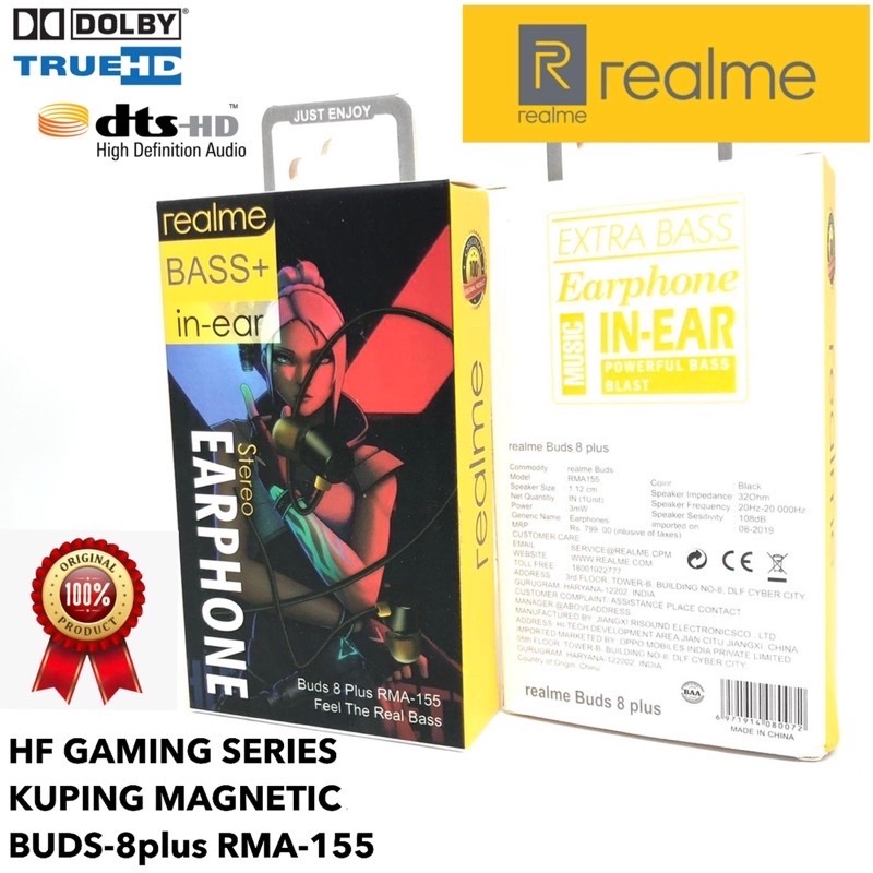 GROSIR HANDSFREE GAMING REALME BUDS8 PLUS KUPING MAGNETIC TRUE HD