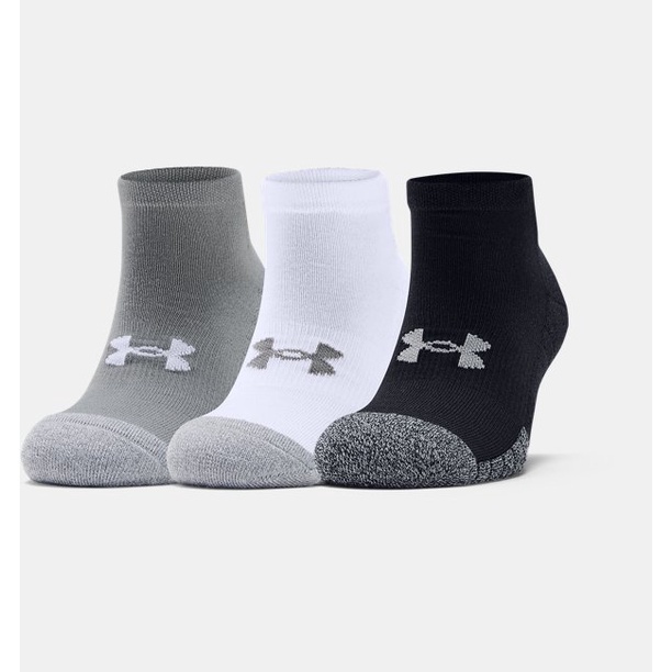 Under Armour Kaos Kaki Unisex HeatGear® Lo Cut Socks 3-Pack -Steel/White