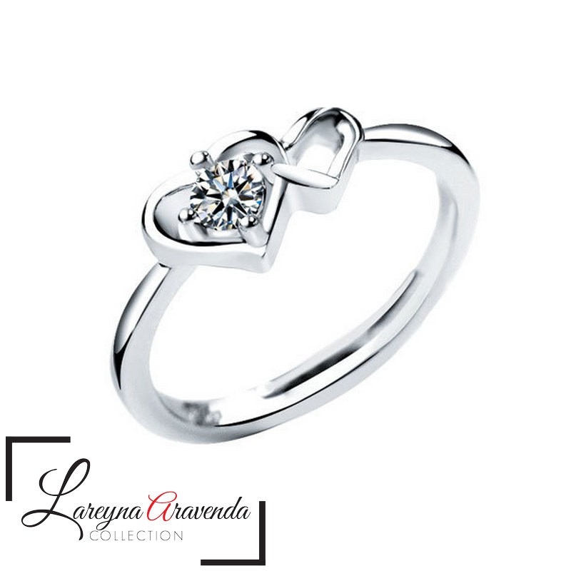 Lareyna Aravenda Cincin Korea Wanita S925 Double Love Crystal CC020