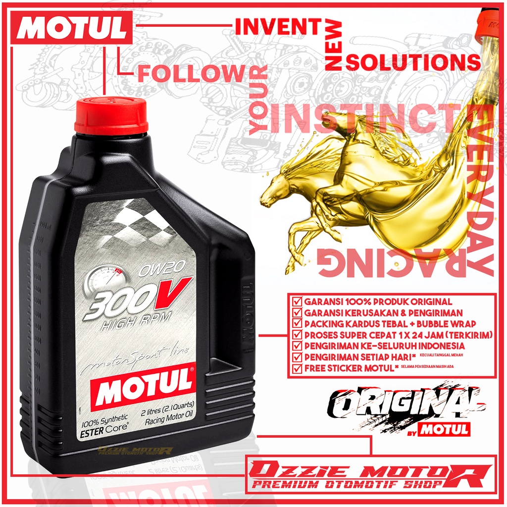 MOTUL 300V HIGH RPM 0W20 2L OLI MOBIL RACING IMPORT KUALITAS TERBAIK