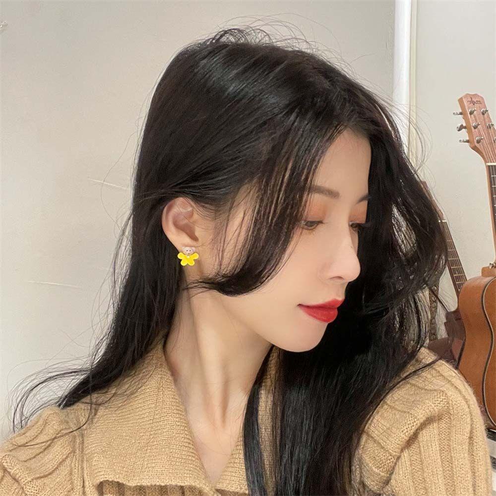 Mxbeauty Wanita Anting Pejantan Temperamen Indah Beruang Mini Kepribadian Manis Gadis Anting Klip