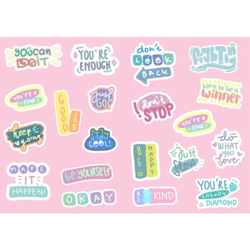 

[20 pcs] STIKER DOODLE QUOTES MOTIVASI LUCU GLOSSY UNTUK HP, LAPTOP, JURNAL DLL