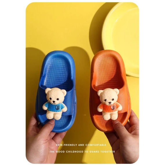 Sandal Slop Karet Anak Karakter Boneka Bear Import RF