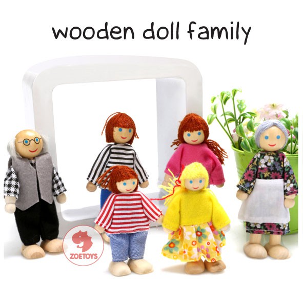 Zoetoys Wooden Doll Family 6pcs | Boneka Kayu | Dollhouse | Cari Kado | Cari Kado Natal