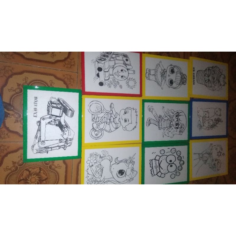 

belajar mewarnai bahan steyrofoam ukuran 30x40x1cm lis lakban paket/10pcs