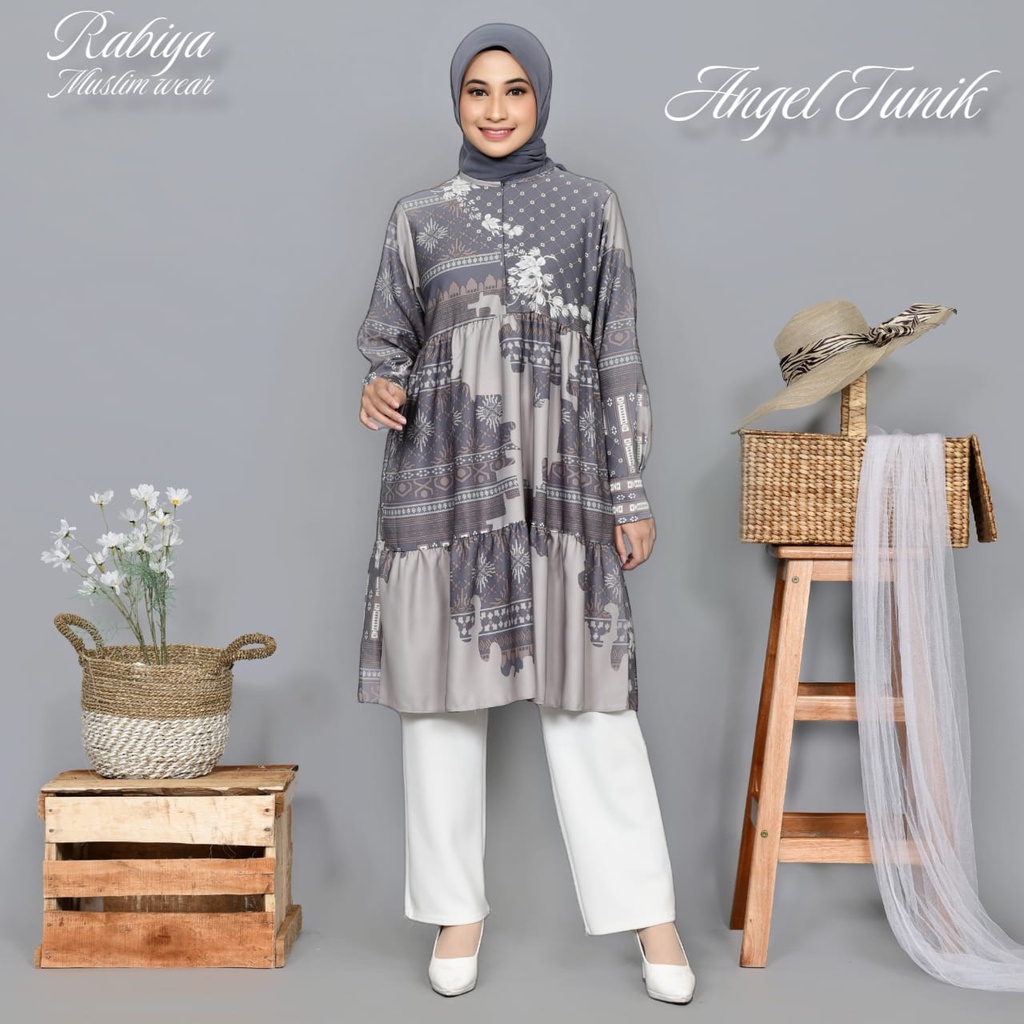 Tunik wanita motip bahan Maxmara Atasan wanita angel