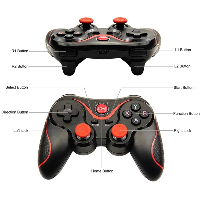 T3 Wireless Bluetooth Gamepad untuk Ponsel Android iOS Wireless Game Stick Handle untuk Holder Box