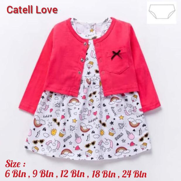 Baju Dress Cardigan Catell Love Carter'S Bayi Perempuan Pink Unicorn - 3-6 Bulan Anggunsale113