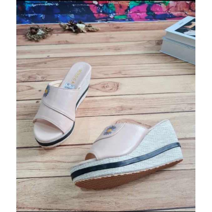 ABBUSHOES Af 50 wedges bordiran strip sol karet 7cm