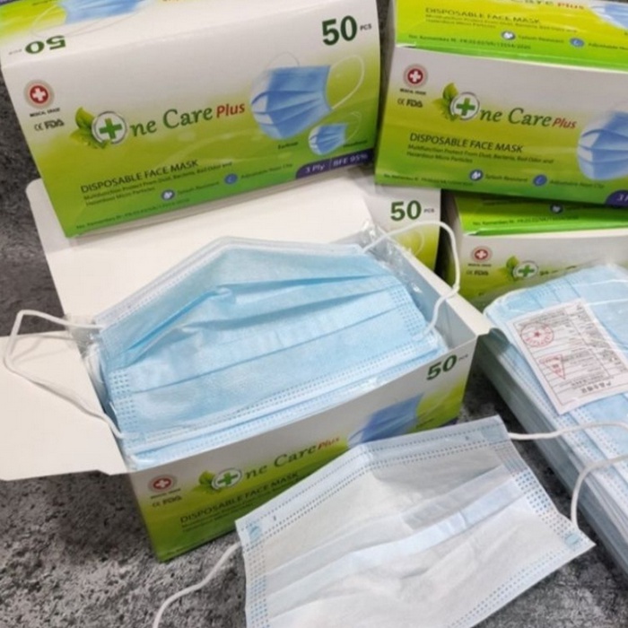 XLIFE | Masker 3ply Earloop Disposible Mask/Masker Medis One Care + (Plus)