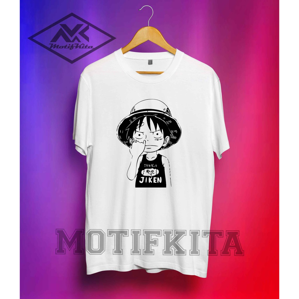 BERKUALITAS Baju Kaos LUFFY FUNNY Gokil ONE PIECE Simple Keren Pria Warung Kaos