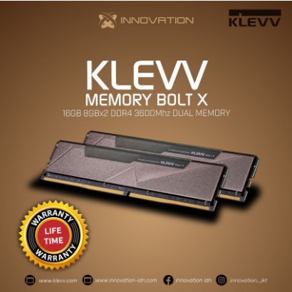 MEMORY / RAM Klevv 16GB KIT (8GB DDR4 x 2pcs) Bolt X 3600 Mhz (Dual Channel)